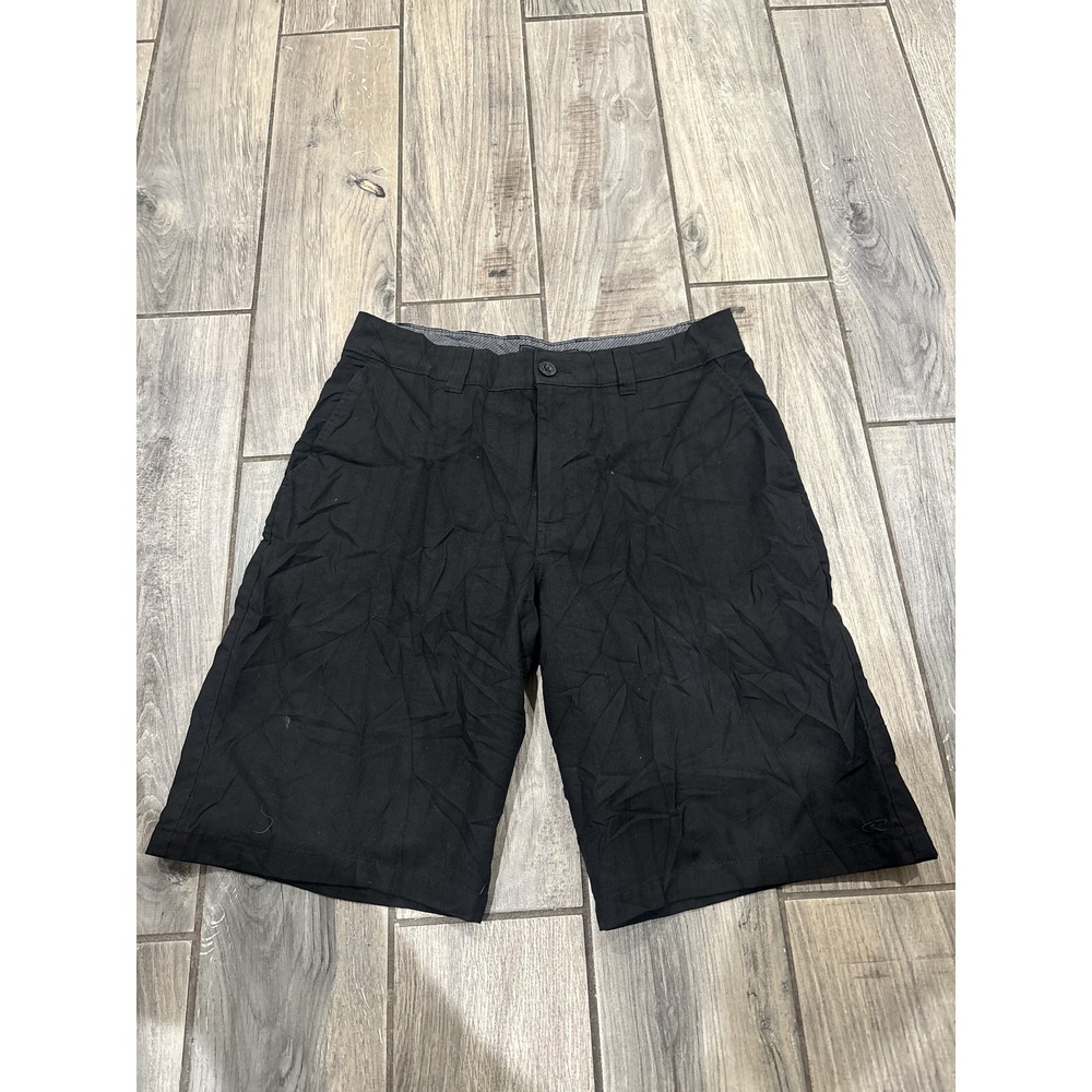 O'Neill Men's Size 32 Black Flat Front Hybrid Chino Shorts Casual Walkshorts